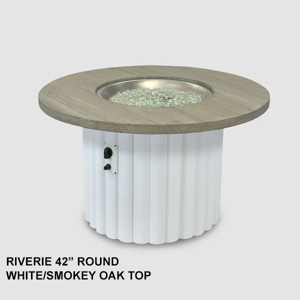 Riverie 42" White Base Round Fire Table by Outdoor Great Room - Image 3